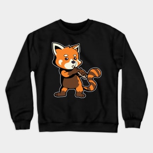 Cartoon red panda playing flute Crewneck Sweatshirt